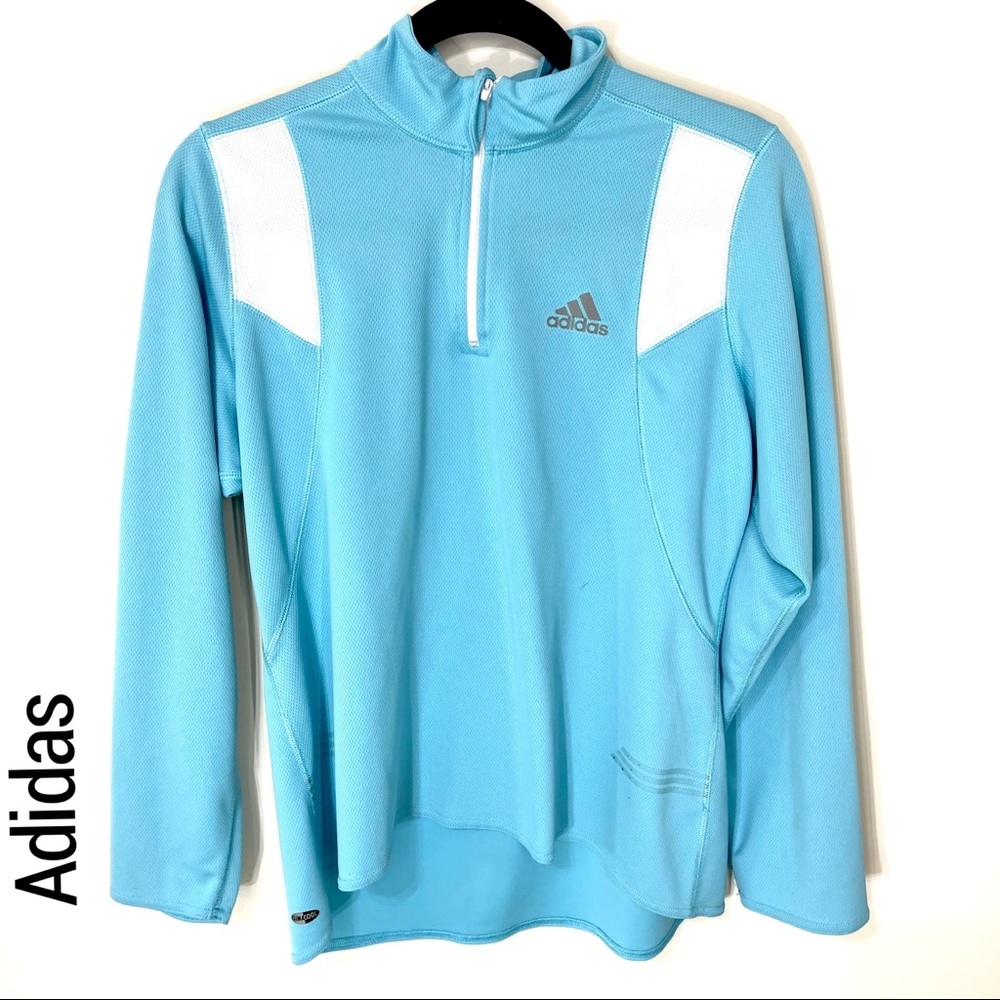 Adidas Light blue long sleeve 1/4 zip Pull over